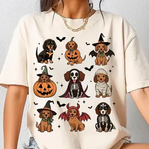 Halloween Dachshund Tshirt, Funny Wiener Dog Shirt, Spooky Weenie Tee, Retro Fall Dog Mom Shirt, Vintage Sausage Dog Tee