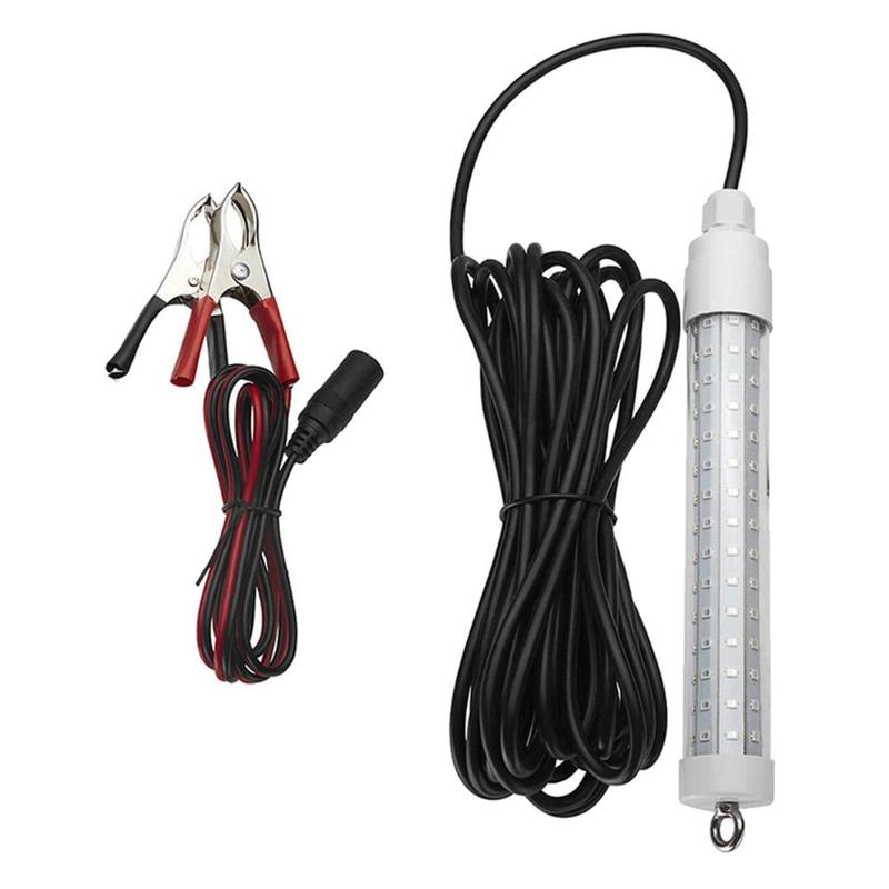 Underwater Fishing Light, Lure   Night Light, Boat Submersible Deep Drop Light ,120 LED Lamp 12V-24V & Battery Clip for  Prawns