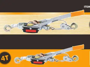 4 Ton H.D. Hand Cable Puller 3 Hooks Pulling Come A Long Gear Steel Cable 680401