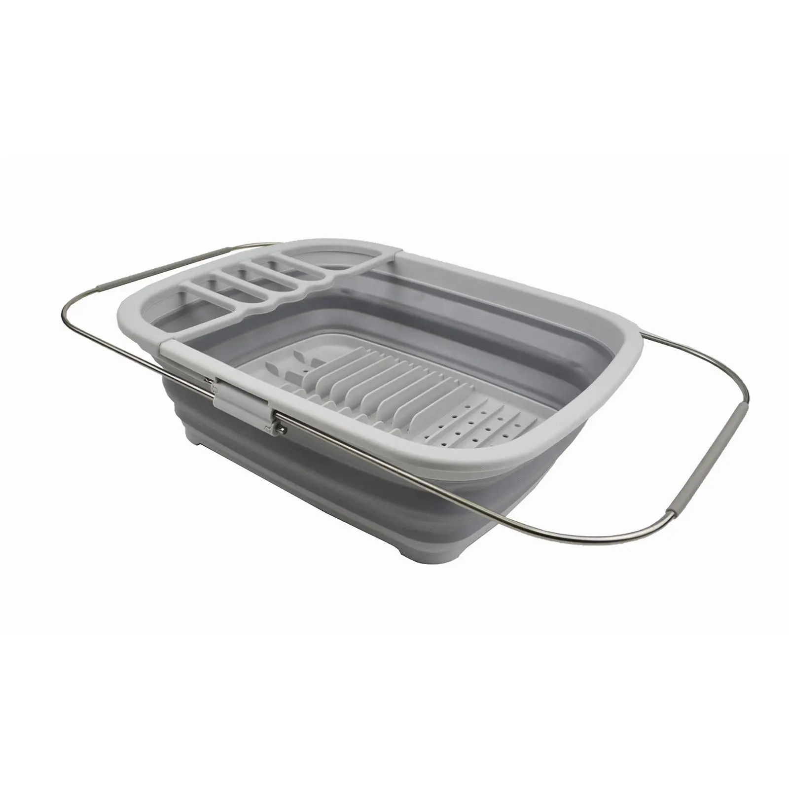 SAMMART 8L (2.11Gallons) Expandable Collapsible Dish Drainer - Foldable Drying Rack - Portable Dinnerware Organizer - Space Saving Kitchen Storage Tray
