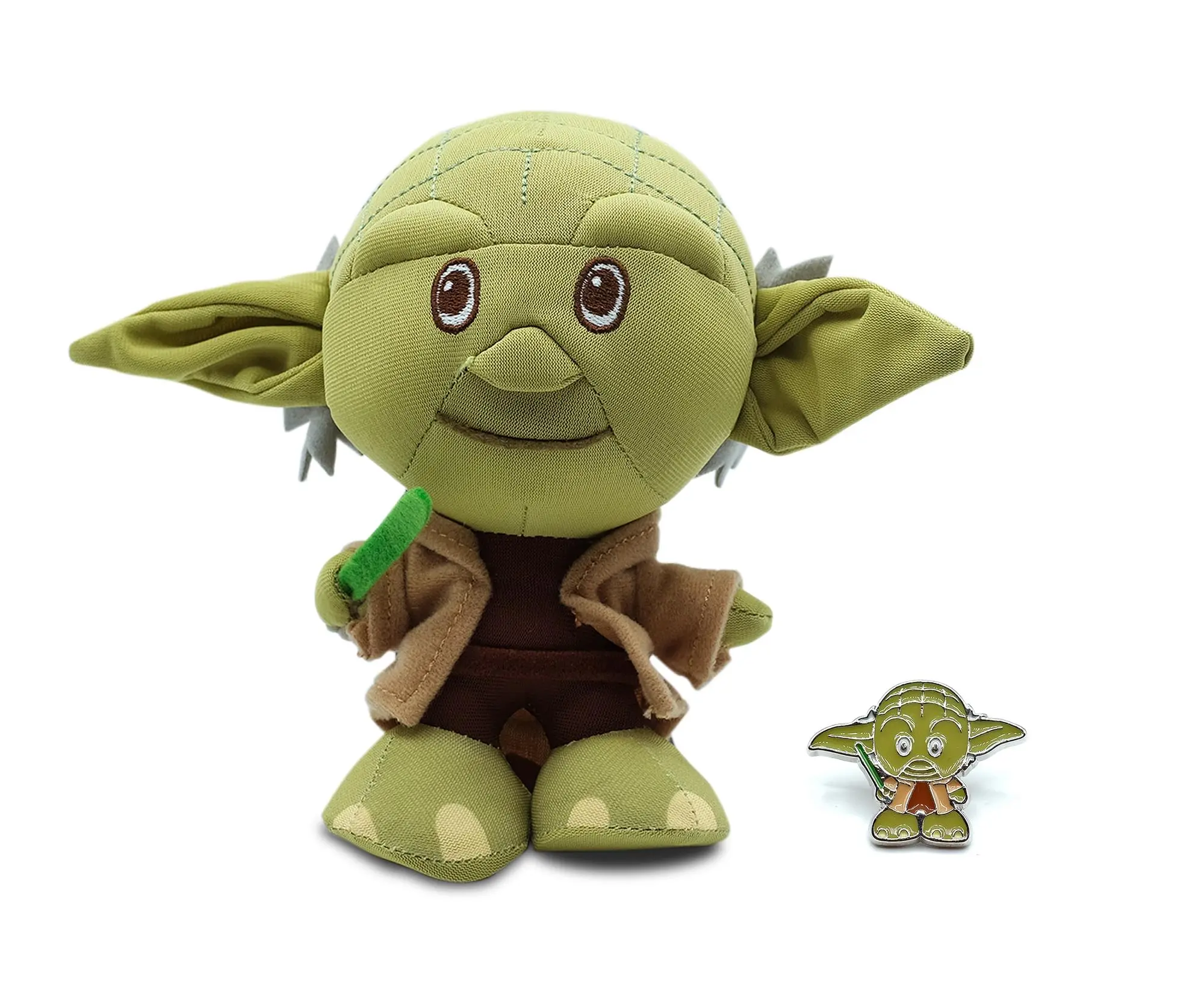 Star Wars Stylized Yoda Soft Adorable Stuffed Toy, 7 In Stuffedanimal Plush Character with Enamel Pin, Stuffedanimals