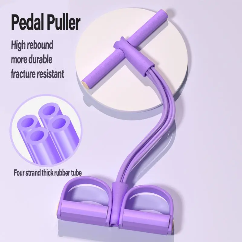Multi-Functional Fitness Resistance Band Set - 4 tubes of elastic yoga pedal pull bands and fitness bands with handles for total body training, abdominal/lower back/arms/legs weight loss and stretching