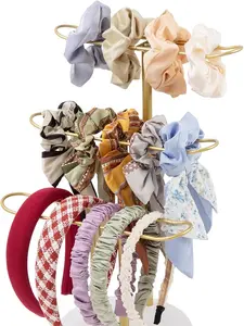 3-Tier Headband Holder Organizer, Jewelry Metal Hair Hoop Display Stand Headband Organizer Storage Hair Ropes Accessories Bracelets Bangles Bedroom College Dorm Decor-Gold