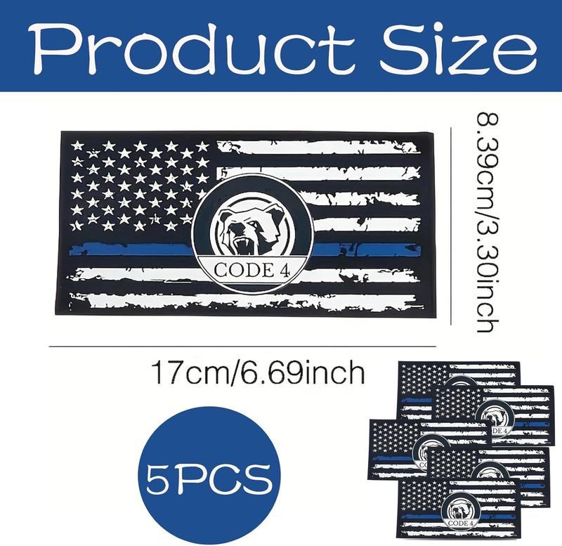 5PCS Thin Blue Line Sticker Code 4, Police Support Sticker American Flag Thin Line Decal, Waterproof Thin Line Flag Stickers Support Law Enforcement for Car Window Laptop