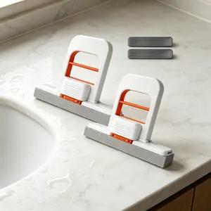 Compact Foldable Desktop Mop 2-Pack, Mini Tabletop Cleaning Set with 2 Mops & 2 Microfiber Pads, Portable & Space-Saving for Small Messes