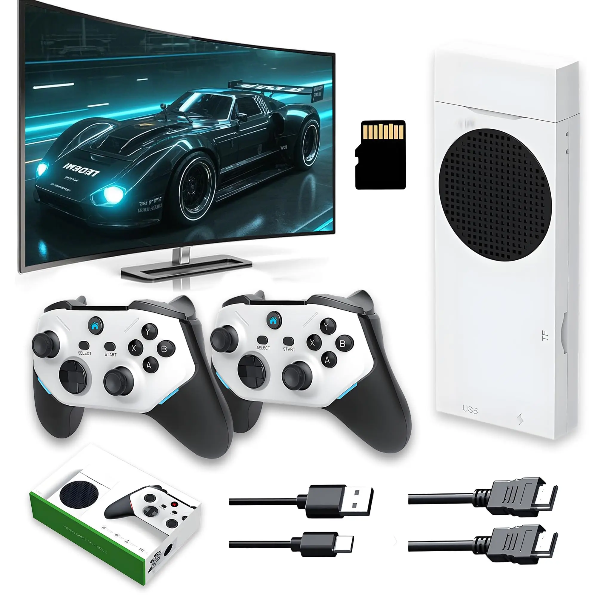 M88 256G Retro Gaming Console 1080P, Video Games Console with 2 x 2.4GHz RGB Wireless Controllers, Plug and Play Retro TV Games Gift for Teen or Partner