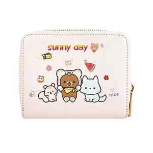 Rilakkuma Cute Wallet Keychains Women Anime Bear Coin Purse Keyring Girls Travel Portable Clutch Bag Fashion Pocketbook Gift