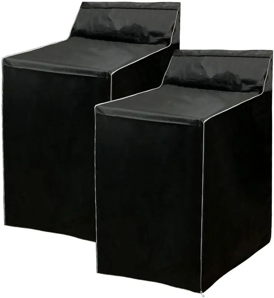 2Pack Washer and Dryer Covers, Portable Washer Cover with Zipper Design Dustproof Waterproof Laundry Covers for Washer and Dryer, Washing Machine Cover Fit for Most Top Load Machine(Black)