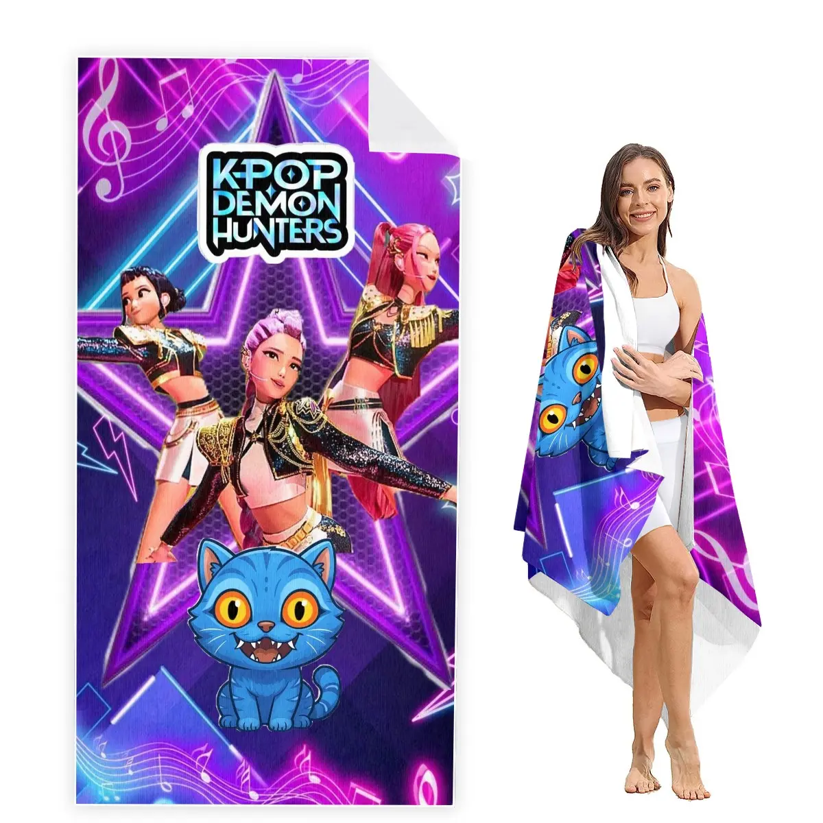 K-Pop Glitter Bath Towel, Soft Microfiber Fabric, Quick-Dry and Absorbent, Perfect for Beach Pool Bathroom, Ideal Gift for Anime Enthusiasts, Anime Lovers