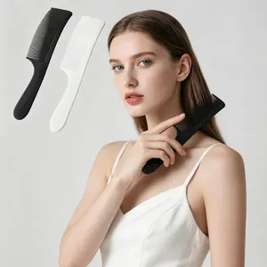 2pcs Flat and Curved Tip Comb, Professional Unisex Hairdressing Tool, for Salon and Home Hairstyling, Smooth Ergonomic Styling Comb for Clipper Cutting