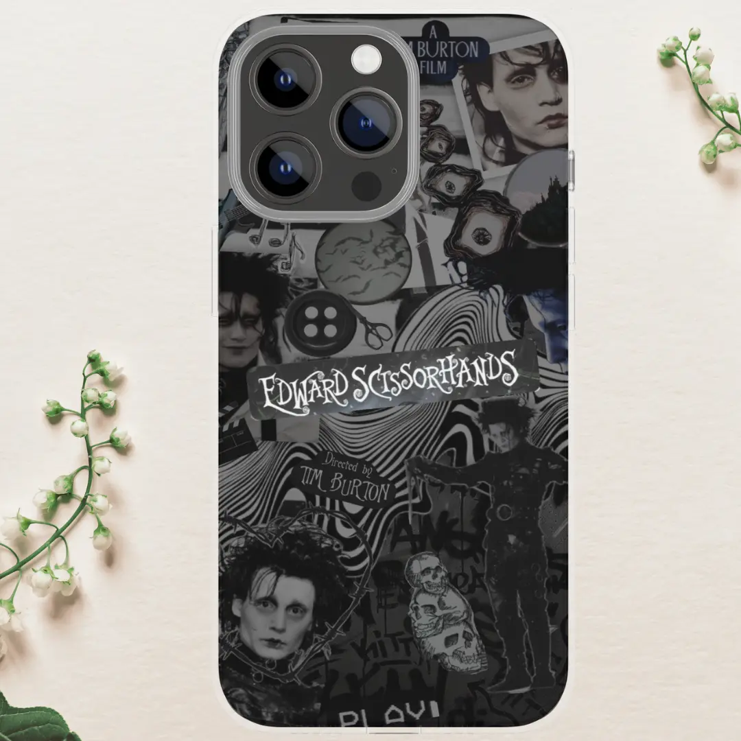 Edward Scissorhands Theme Secure Customized Phone Case - Halloween Horror Protective Cover for iPhone 16 Pro Max,15,14,13,12 Plus & Samsung S24 Ultra, Customize iPhone Cellphone Accessory