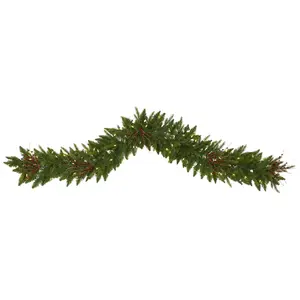Nearly Natural 6-ft Christmas Pine Garland w/50  LED Lights