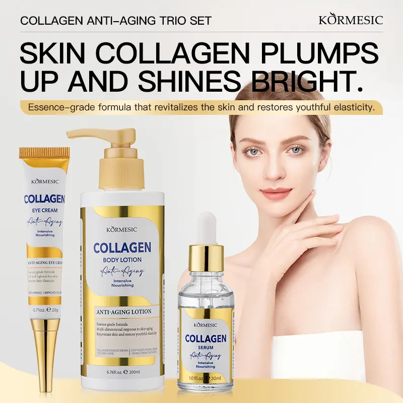 3in1 KORMESIC Collagen Skin Care Set - Eye Cream + Facial Essence + Body Lotion, Moisturizing Set, Exclusively for Women, Nourishing Set, for Smooth and Radiant Skin
