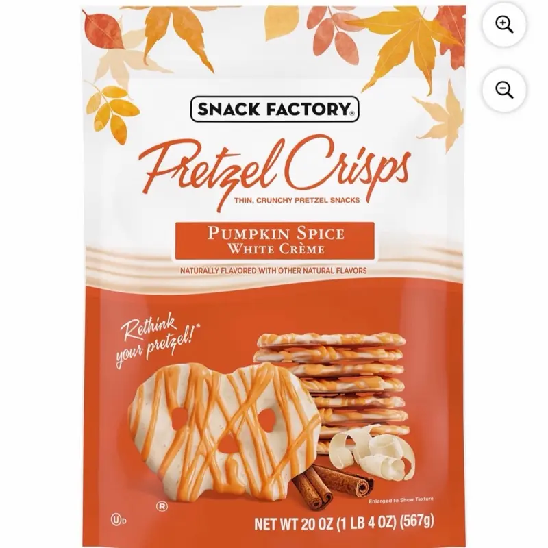 Snack Factory Pretzel Crisps Pumpkin Spice White Creme 20 oz