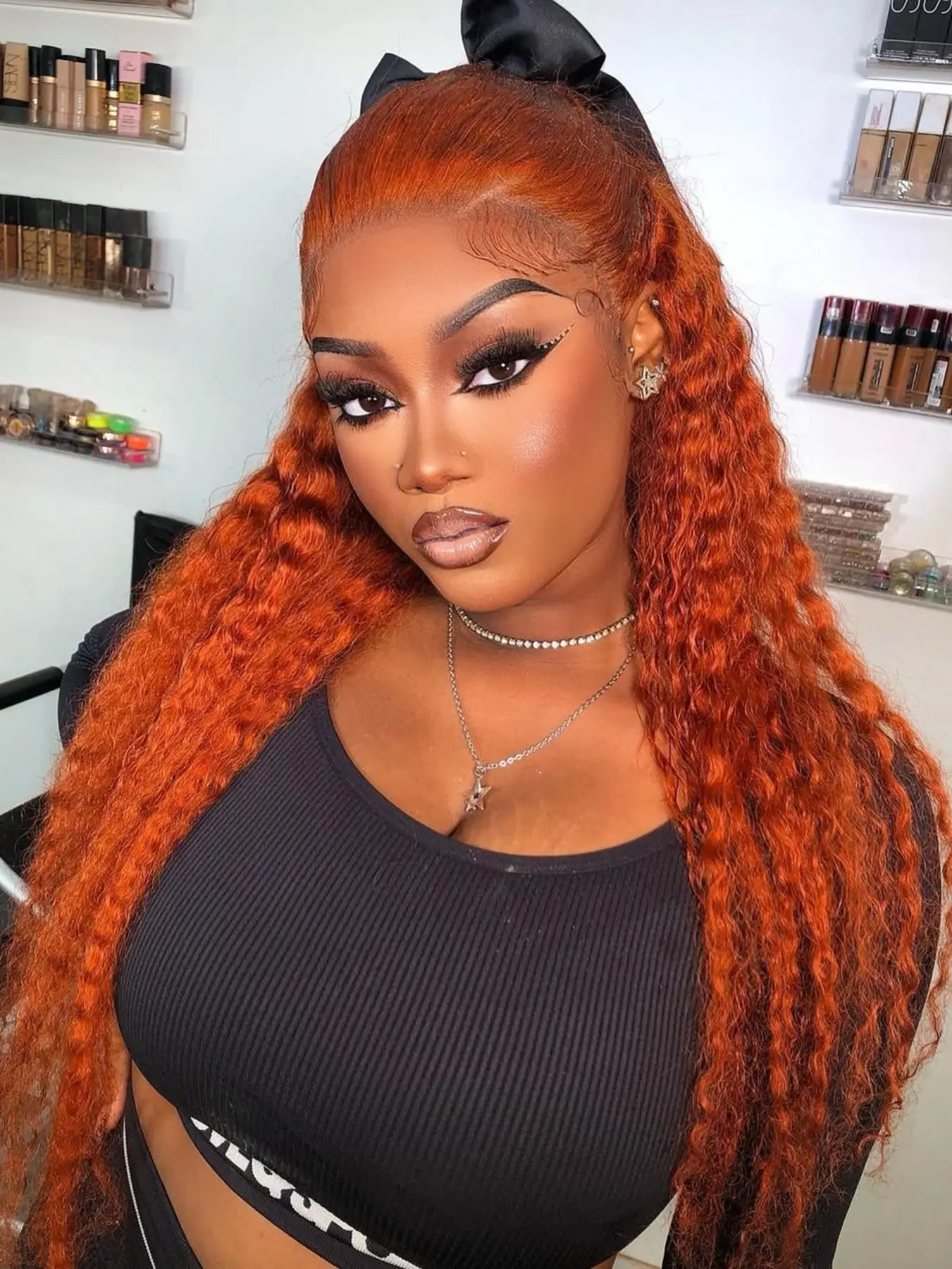 Glueless Wig Ginger Deep Wave Lace Front Wigs, Human Hair 