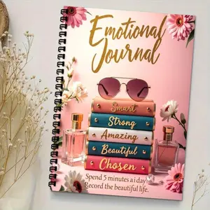 Emotional Diary Notebook, Gratitude Optimistic Happiness Daily Record, Self-Care Spiral Bound Journal, Perfect for Mood Tracking