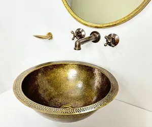 Handcrafted Bronze-Finish Hammered Brass Sink – Undermount or Drop-In