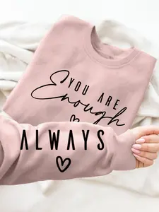 Autumn Winter Women's New Casual Leopard Heart Print Pullover Sweatshirt, Loose Fit Round Neck Long Sleeve Top, Spring & Fall Fashion, Graphic Sweatshirts