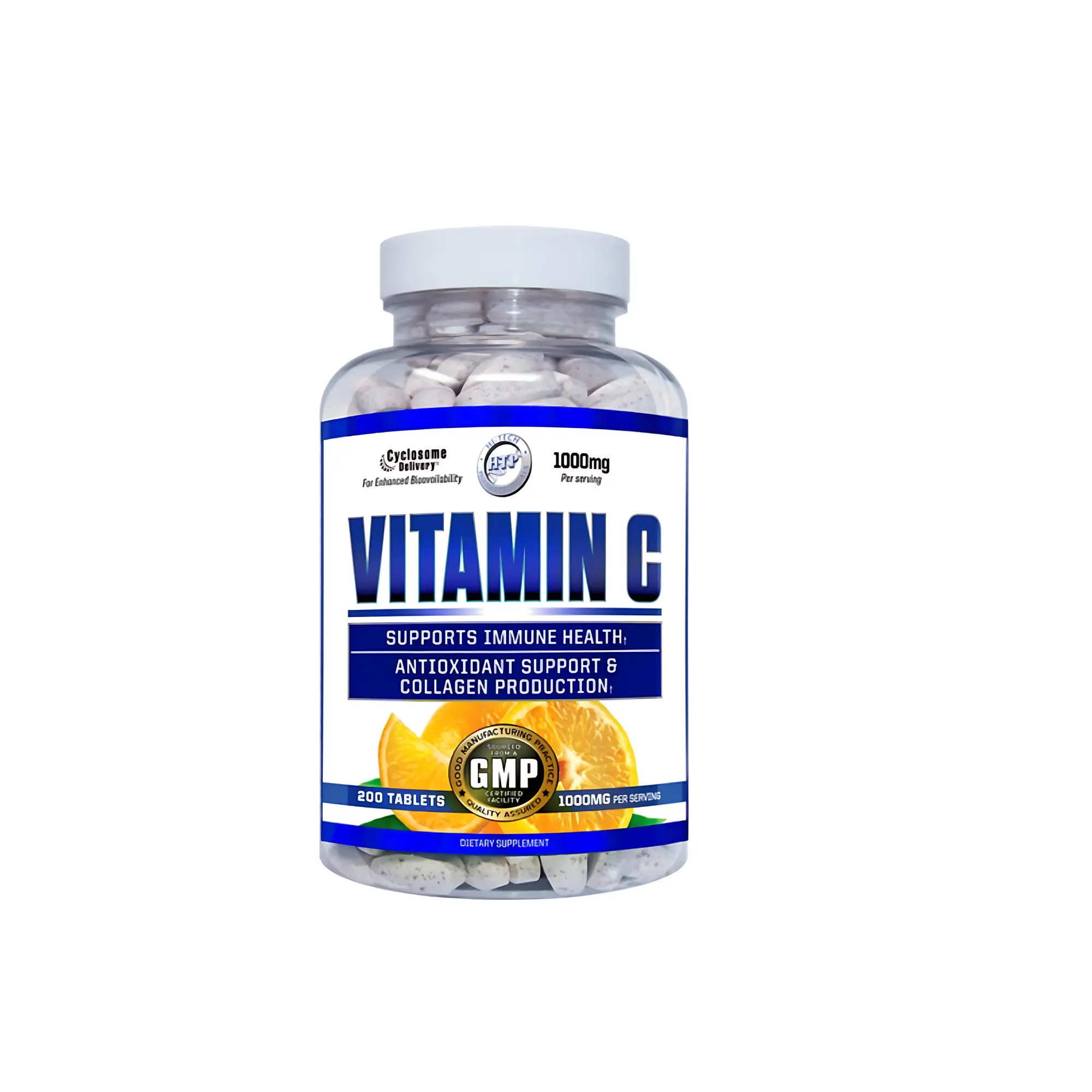 Hi Tech Pharmaceuticals Liposomal Vitamin C 1000mg Dietary Supplement Tablets - 200 Tabs, Gluten-Free, Natural Edible, High Bioavailability, Immune Support, Antioxidant Support, Collagen Production