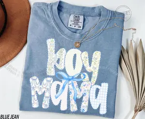 Comfort Colors® Boy Mom Shirt, Coquette Bow Mama Shirt, Pregnancy Announcement Boy, Mama of Boys Shirt, Mother's Day Gift, Cute Mom Tee