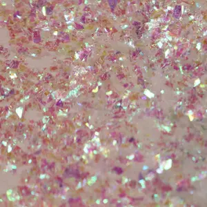 Opal Glittering Fake Nails Glitter Acrylic Powder - Creamy White with Varying Chromatic Flakes for High Reflectivity and Low Light Shine