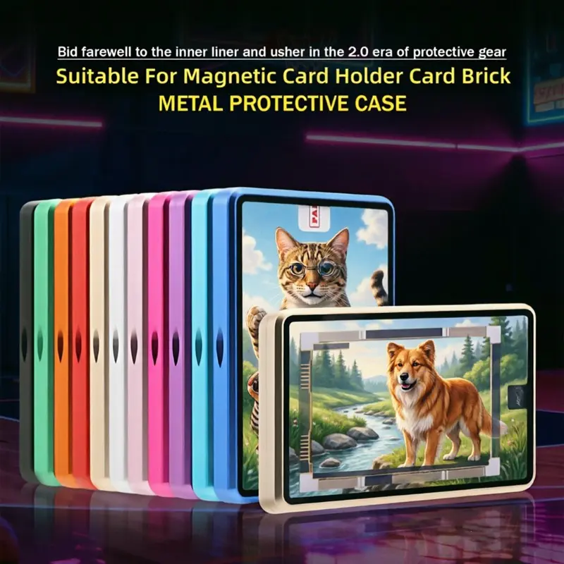 One Magnetic Trading Card Protective Holder, Trading Card Toploaders with Metal Touch Frame Fits 35PT 130PT PRO Card Bricks, Ultra HD Glass, Pro-Craftsmanship, Light and Scratch Resistant Card Display Storage, Tcg Storage, Suitable for Sports Game Cards