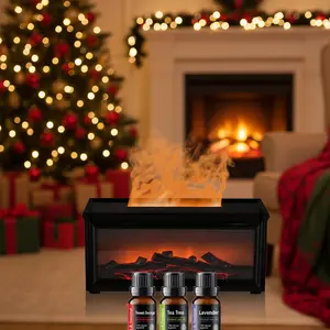 Room Decor Flame Design Aromatherapy Diffuser | Ultrasonic Humidifier w/ 7-Color LED Night Light, Quiet Operation – Bedroom/Office/Home