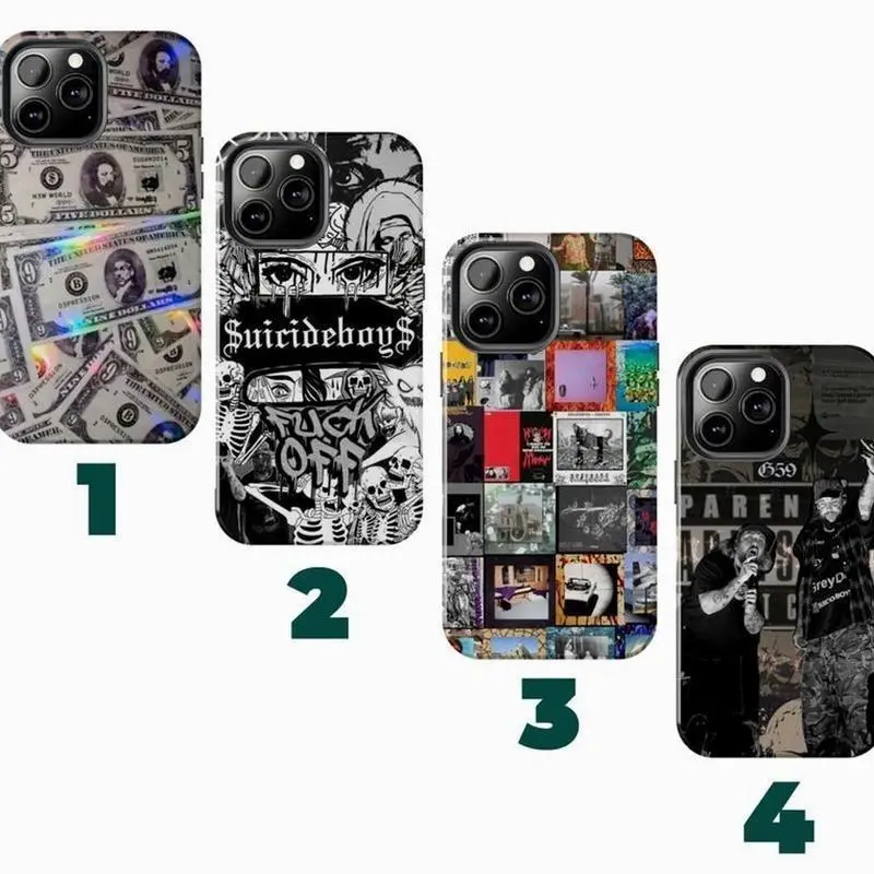 $uicideboy$ Phone Case – Grey59 Collage Design, 4 Styles Ver.2 Tough Cover for iPhone 11–17 – Hip-Hop Aesthetic Phone Accessory, Perfect Gift for Fans