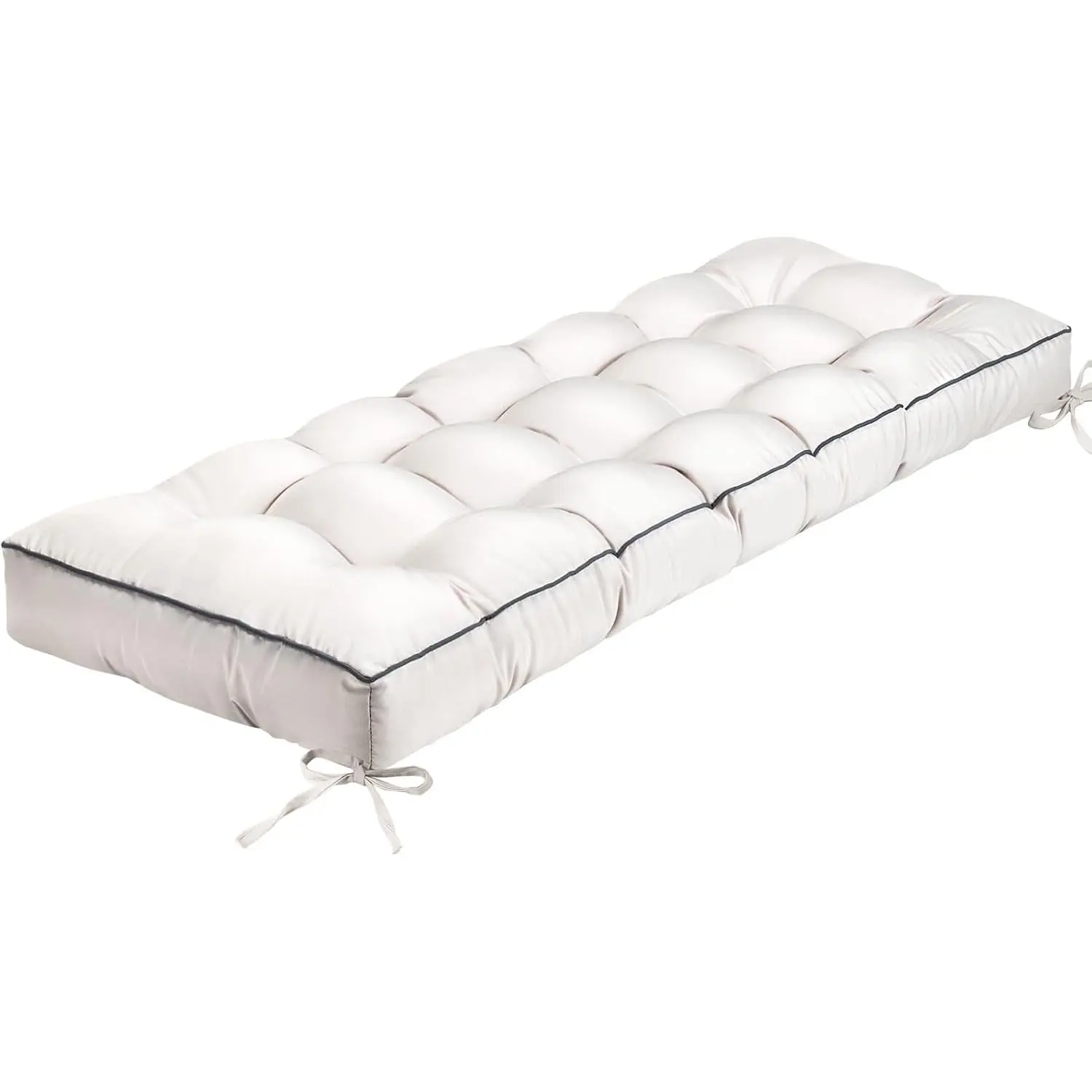 Outdoor Bench Cushion, Tufted Patio Seat Pad for Garden Bench, Porch Swing, Indoor/Outoor Furniture (Cream, 60X18X5)