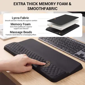 Computer Keyboard Stand Pad with Wrist Rest, Lycra + Memory Foam