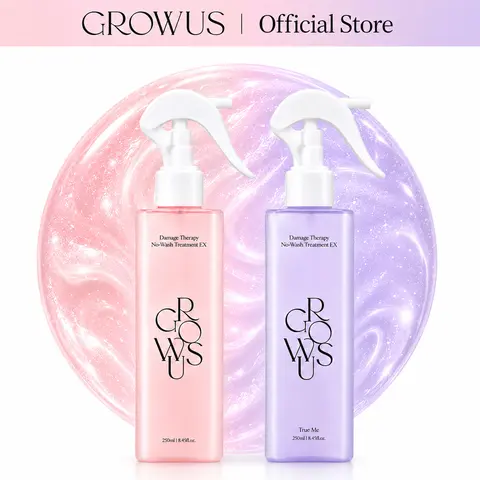 GROWUS Hair Perfume Bundle Set Damage Therapy Leave-in Treatment EX Due Rose & True Me 8.45 fl oz 250ml Spray for Severely Damaged Hair with Pearl Extract & Seaweed Complex for Shiny Healthy Hair