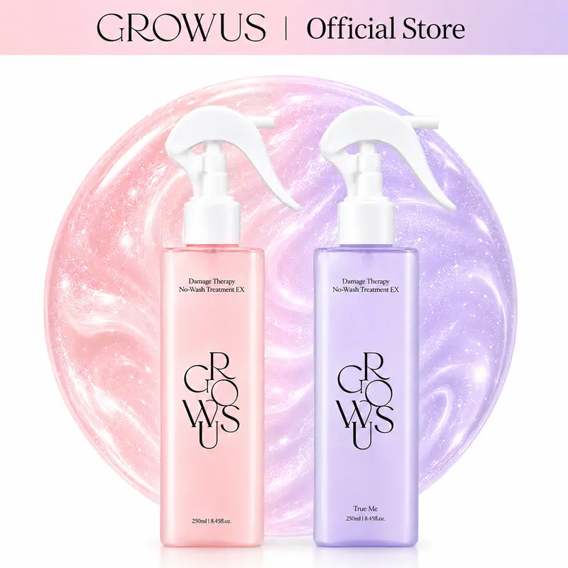 GROWUS Hair Perfume Bundle Set Damage Therapy Leave-in Treatment EX Due Rose & True Me 8.45 fl oz 250ml Spray for Severely Damaged Hair with Pearl Extract & Seaweed Complex for Shiny Healthy Hair