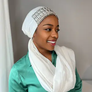 Luxury Pearl & Crystal Embellished Turban