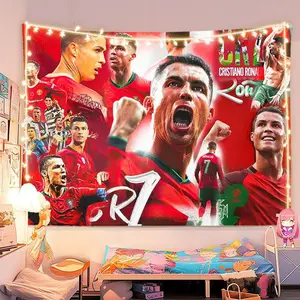 Cristiano Ronaldo Decorative Linen-Cotton Light Tapestry, Football Star Themed Hanging Cloth with Multiple Sizes, Dormitory Wall Decor, Home Decor Supplies