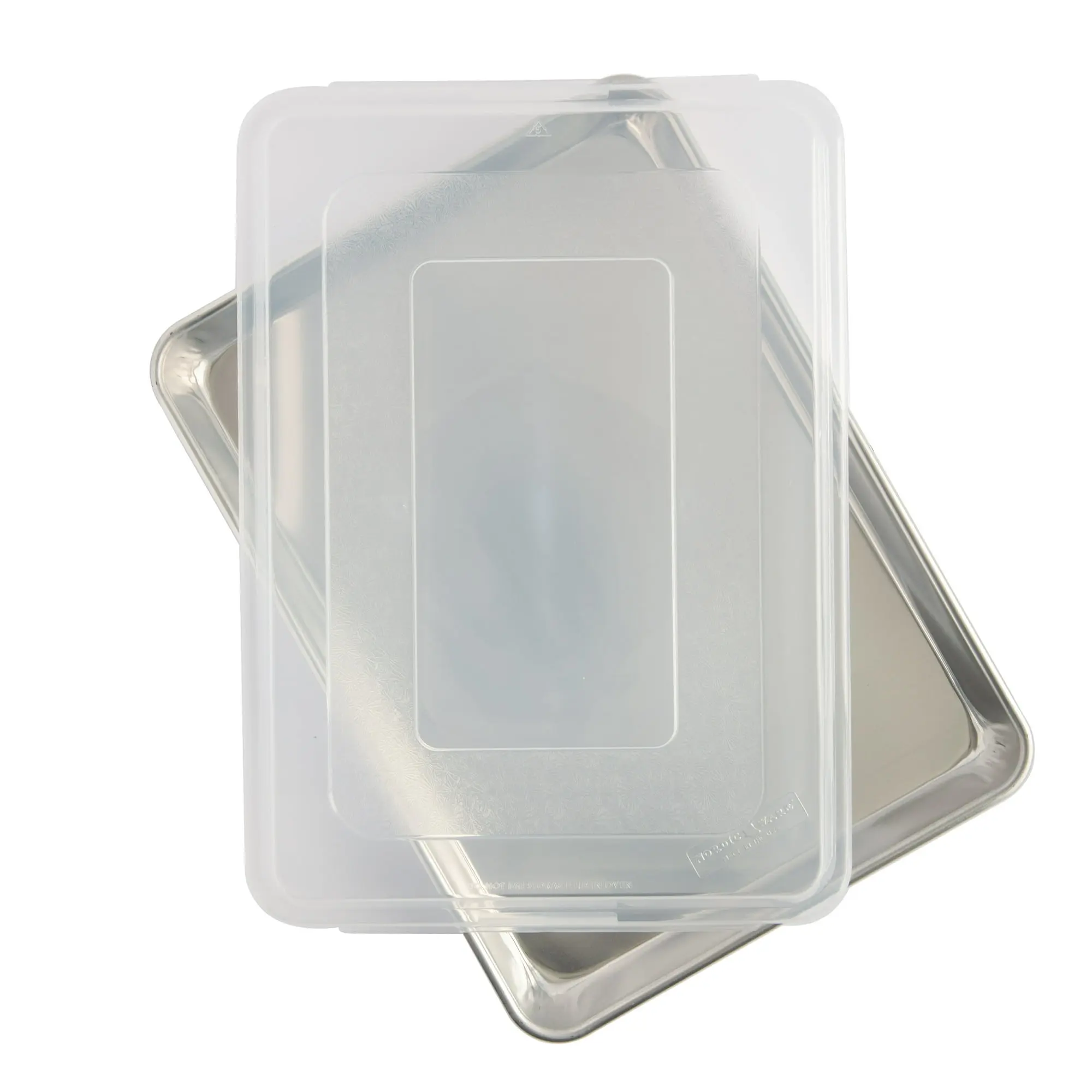 2 Piece Aluminium Bakeware Set with Lid, 13x18 Half Sheet Pan - Non-stick Baking Pan with BPA Free Lid - Oven Safe to 400F - Cookie Sheet with Cover