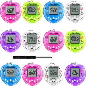 Sosation 12 Pcs Virtual Pets Keychain Egg Fillings for Kids 168 Electronic Digital Pet Christmas Retro Handheld Game Machine 90s Toy for Stuffers Birthday Gift Toddler Party Multicolor(Heart Style)