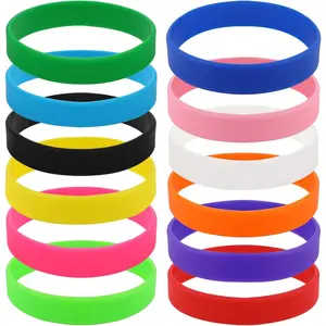 12 Pack Silicone Wrist Bands, Assorted Color Rubber Bracelet Kit for Sports, Game, Party Favors, Cup Markers for Women & Men