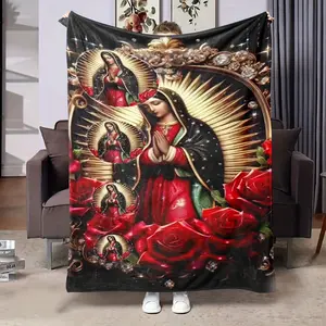 One Piece Virgin Mary Printed Flannel Throw Blanket