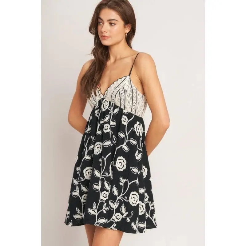 Flying Tomato Womens embroidered mini dress