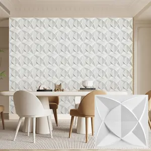 FLOLEOPA 3D Wall Panel Diamond Flower Design PVC Waterproof Fireproof 11.8x11.8 Inches for Living Room Lobby Bedroom Hotel Office Game Room TV Backdrop Decorative Wallpaper Includes Tape for Installation wall panels