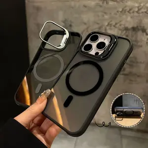 Phone case: The high-end fashion dual-color magnetic iPhone16 ProMax metal magnetic transparent case is compatible with 16, 15, 14, 13, 12, 11 Plus Pro Max, and 16e; the lens frame can be opened to serve as a stand, and it supports wireless charging