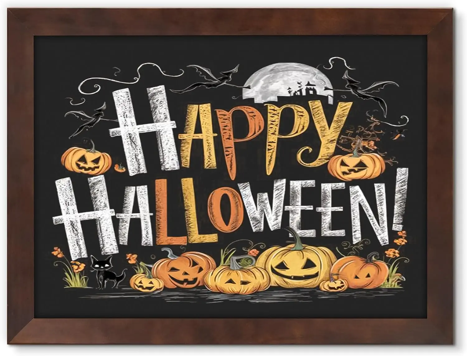 Sturdy Solid Pine Framed Chalkboard, 18x2 Inches Stain-Resistant Durable Wall Blackboard Sign for Office & Kitchen - Vertical or Horizontal Installation, Indoor/Outdoor Use, Brown