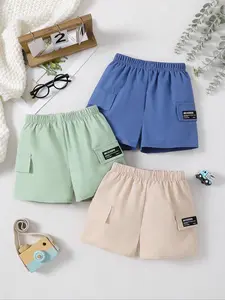 Three piece set of fashionable and handsome four season shorts for baby boys, versatile casual shorts for baby boys, sporty and comfortable shorts for daily baby boys, suitable for outdoor play, handsome casual shorts for baby boys
