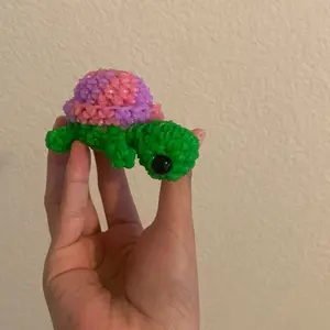 Handmade Crochet Turtle Made with Rubber Bands Unique Stretchy Textured Craft for Alternative Crafting Methods