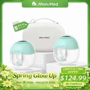 MomMed S33 Luma Built-In Night Light Hands-Free Breast Pump For Night Pumping,Portable Wearable Cordless Breast Pump,Electirc Breast Pump,Breastfeeding Pump with 4 Modes 9 Levels