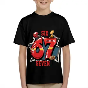Kid's T-shirt Funny SIX SEVEN 67 gesture robot number character mecha  lightning fun 100% cotton pattern T-shirt for boys and girls  toddler cartoon T-shirt, teen boy clothing gift  G-99