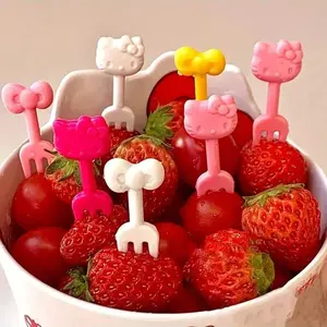 Cute Animal Creative Fruit Signature Bento Fork Set, Plastic, Perfect Gift for Friends & Family, Party Dessert Utensils, Birthday Holiday Present