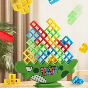 Christmas gift balance game, swing stack high Russian building block stacking fun, children's concentration table plaything, suitable for family travel and gatherings for two people, team building block balance stacking plaything