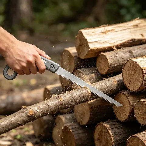8 In Compact Fine-Tooth Portable Handsaw, Hand Tool with Safety Lock, Slip-Proof Grip, Rugged Design for Woodworkers, Garden Edge Trimming (Inches Compatible)