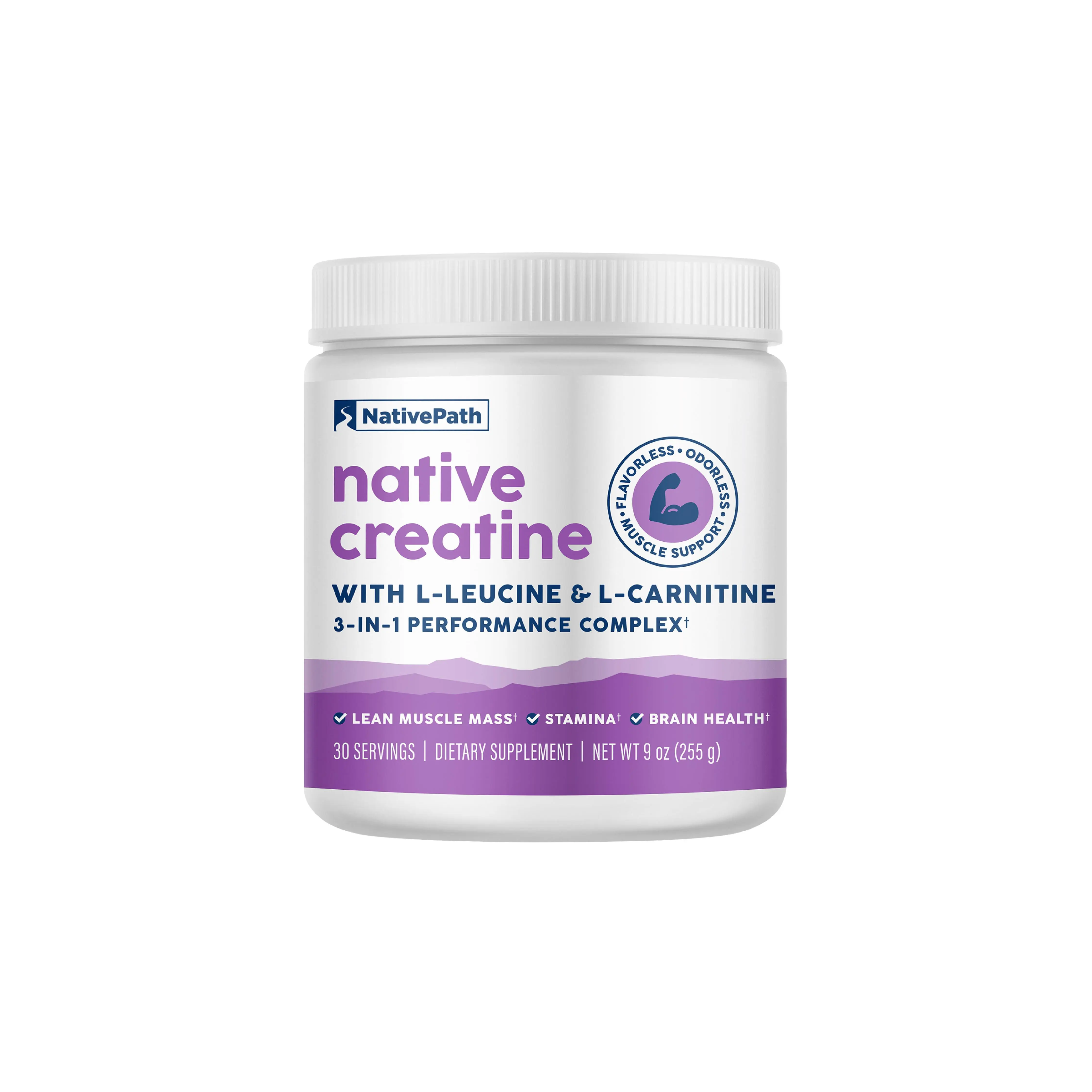 NativePath Creatine Monohydrate Powder with L-Leucine & L-Carnitine – 5g Creatine for Muscle Health & Recovery for Men & Women – Unflavored, 30 Servings
